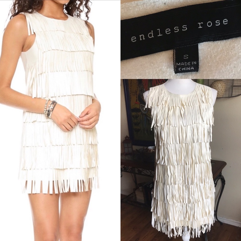 Endless Rose faux leather fringe dress